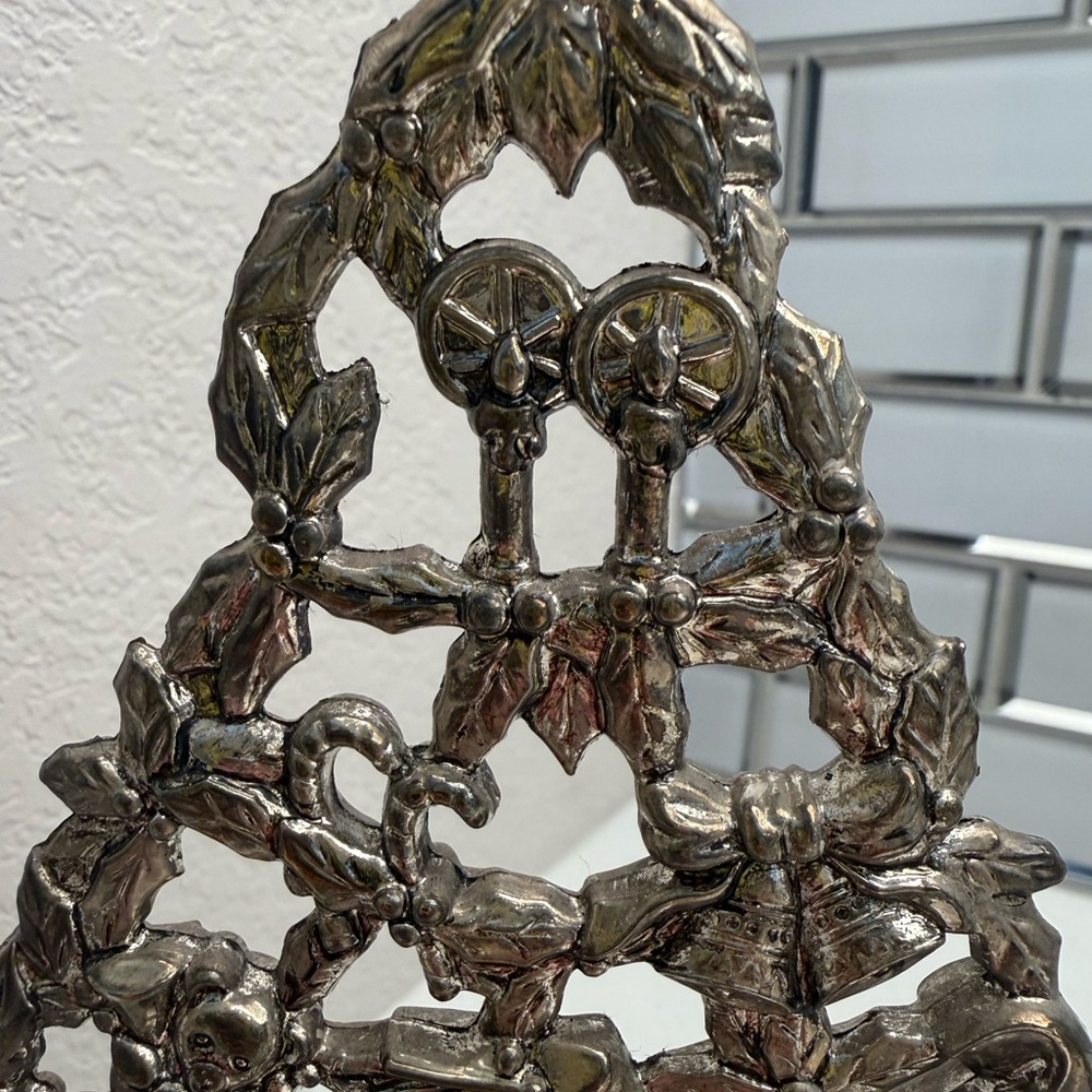 Vintage Enesco Silver Plated Christmas Tree Candle Holders Filigree-style Retro - Picture 11 of 16